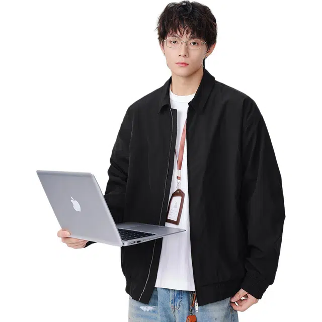 米素力 时尚高级感日系纯色落肩袖宽松型潮夹克 男女同款