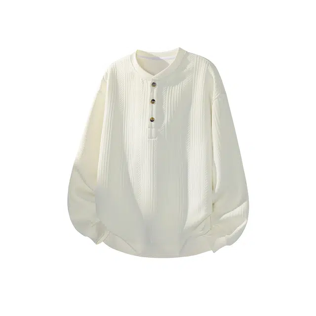 哲源 美式复古纯色华格夫亨利领男款春秋外套打底衫潮牌百搭宽松舒适重磅休闲长袖卫衣 男女同款