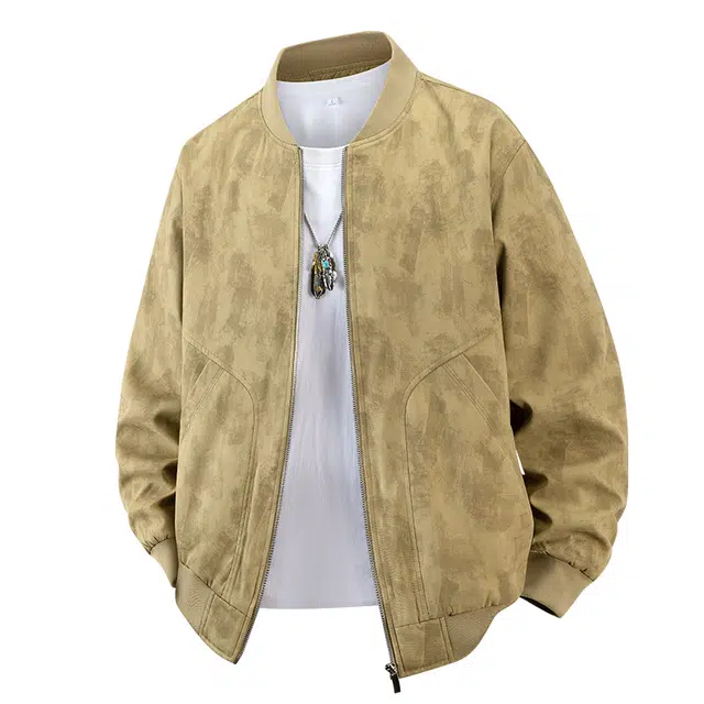 半空山 美式复古潮流扎染设计感立体大口袋棒球领收口袖宽松时尚柔软舒适耐磨百搭上衣外套夹克 男女同款