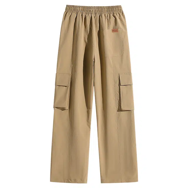 贵人鸟 城市机能系列 美式工装多口袋简约纯色品牌皮标直筒阔腿休闲裤 男女同款