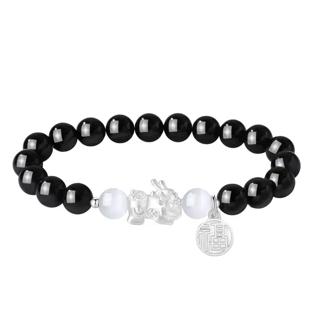 爱骊 高品质貔貅宝宝 福字牌大众简约复古招财纳瑞 吉祥如意#好运天然 玛瑙 手串 男女同款情侣款