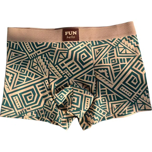 潞优野 经典印花冰丝凉感美拉德美式亲肤轻便透气夏季短裤男生四角裤秋季平角内裤 男款