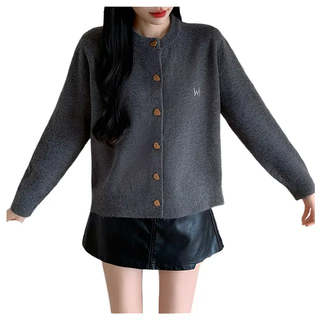 荟萃阁 设计感刺绣气质开衫外套上衣韩版洋气学院风针织衫 女款