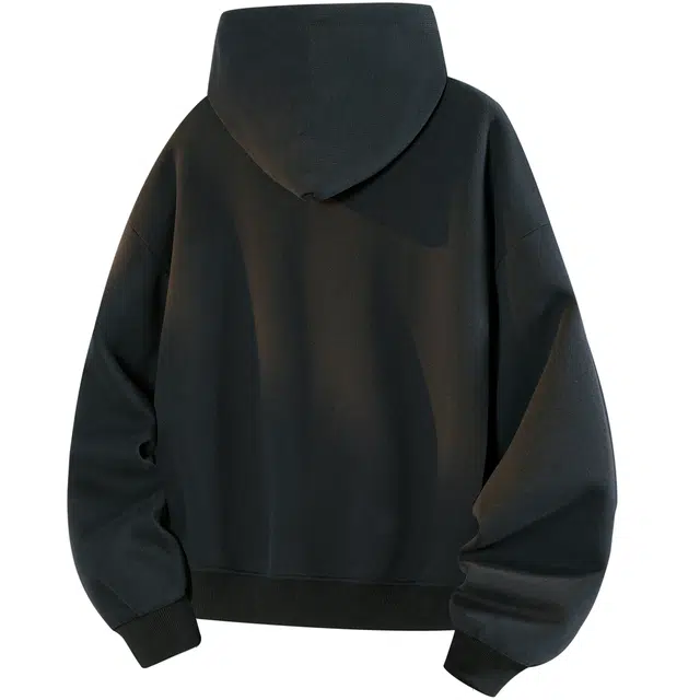 稻草人 美式简约撞色拼接松紧连帽慵懒风拉链开衫宽松休闲舒适运动高级感时尚百搭长袖落肩上衣外套秋季潮牌情侣卫衣 男女同款