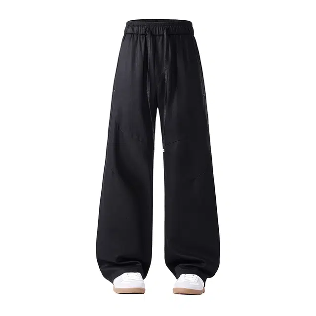 希越 天丝莱赛尔垂感直筒裤男宽松大码春秋季潮流拼接弯刀休闲裤 男款