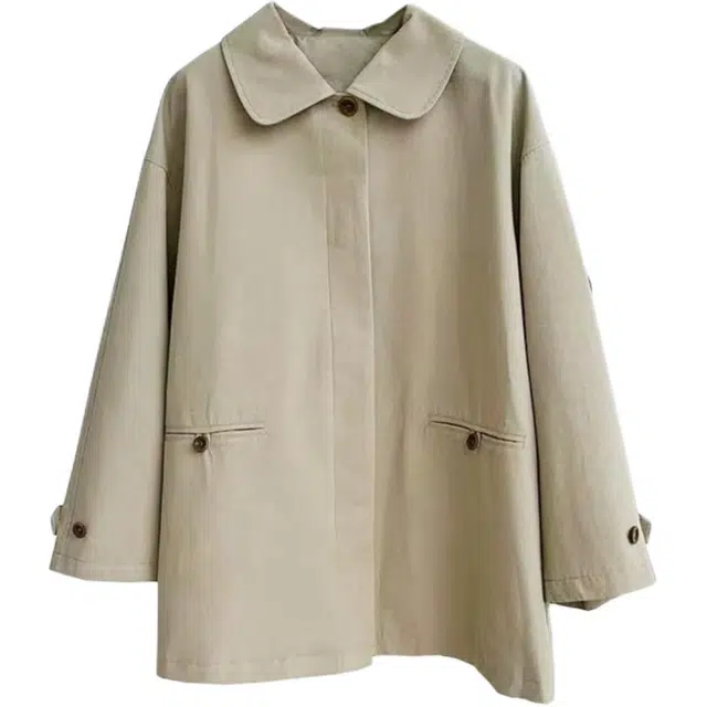 哒头下雨不愁 韩系复古翻领中长款秋冬时尚气质休闲宽松大衣风衣 女款