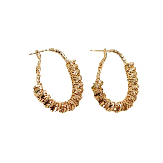 澜耀 气质轻奢时尚百搭复古欧美金色圈圈耳饰 合金 耳环 女款