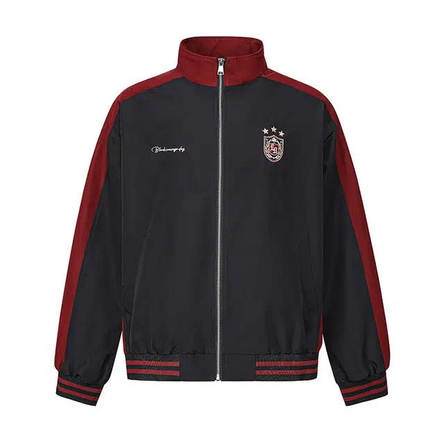 欧路得 美式街头撞色徽章翻领男女秋季复古休闲运动外套宽松棒球开衫夹克 男款