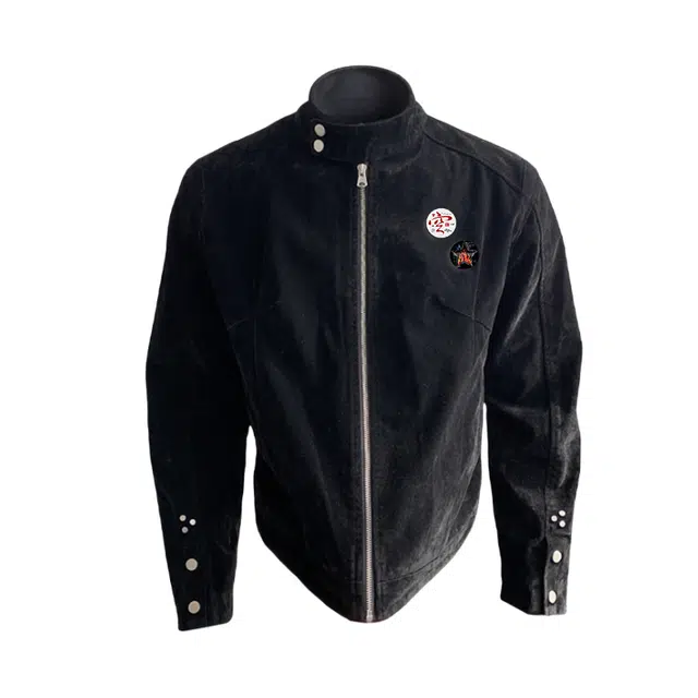 半空山 美式复古摩登年代绒皮工艺短款巴恩风哈灵顿老钱美拉德正肩立领夹克外套 男女同款