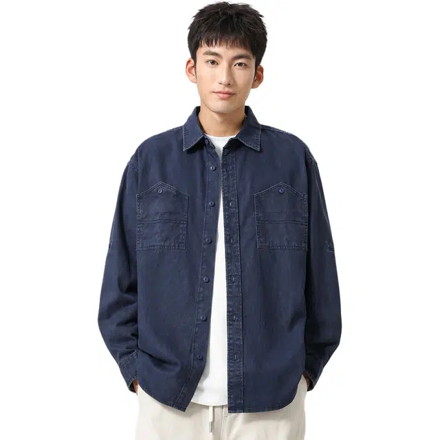 米素力 复古工装高级感常规长袖休闲风衬衫 男女同款