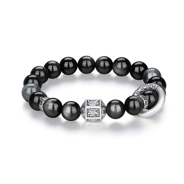 【顺上加顺】 七可 幸运六顺守护转运珠 新中式国风轻奢百搭·双圈手饰 吉祥如意小众寓意百搭通勤款#好运 黑曜石 手串 男款