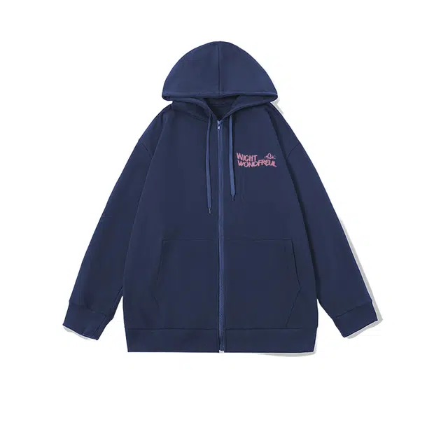 小卷要加油 国潮牌美式卫衣女春秋高街连帽宽松拉链字母常规长袖通勤开衫夹克 女款