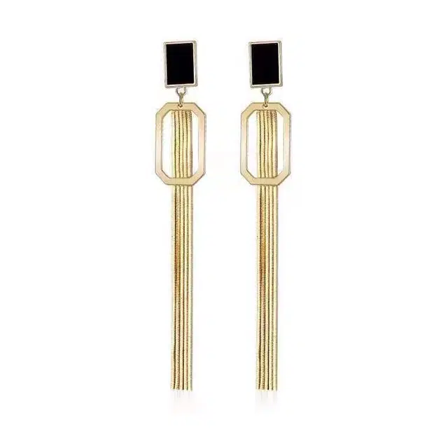 澜耀 小众长款流苏个性重工 优雅夸张设计感耳饰女 合金 耳环 女款