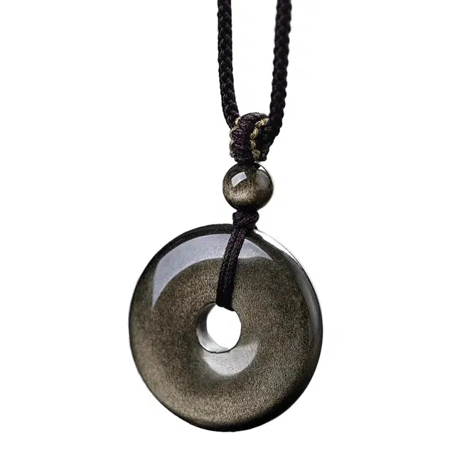 爱骊 转运平安扣复古国潮 吉祥如意新中式国风 小众设计感简约精致#好运 黑曜石 项链 男女同款情侣款