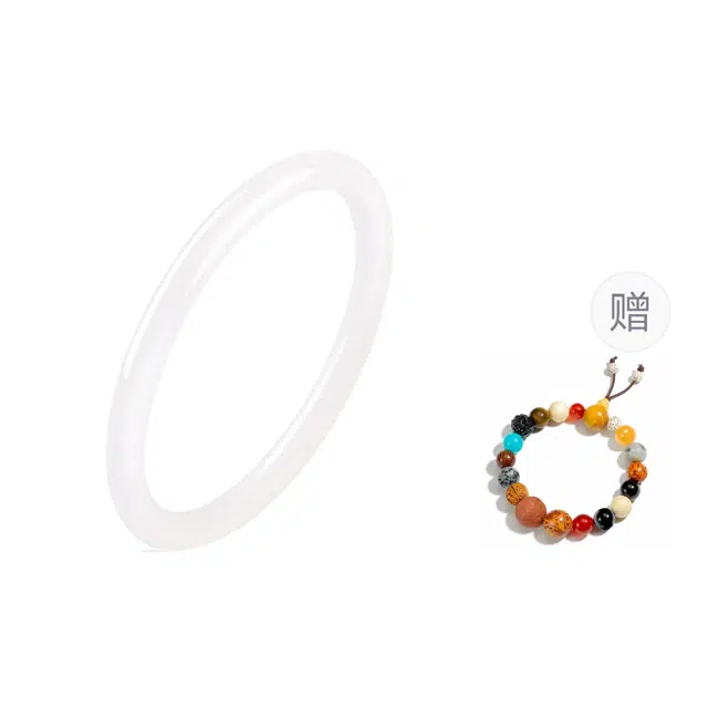 【甄选高品质】中国黄金 珍·尚银 白月光荔枝冻 新中式经典通勤 轻奢小众质感 平安顺遂柔和温润养护 礼盒装 玉髓 玉石手镯 女款