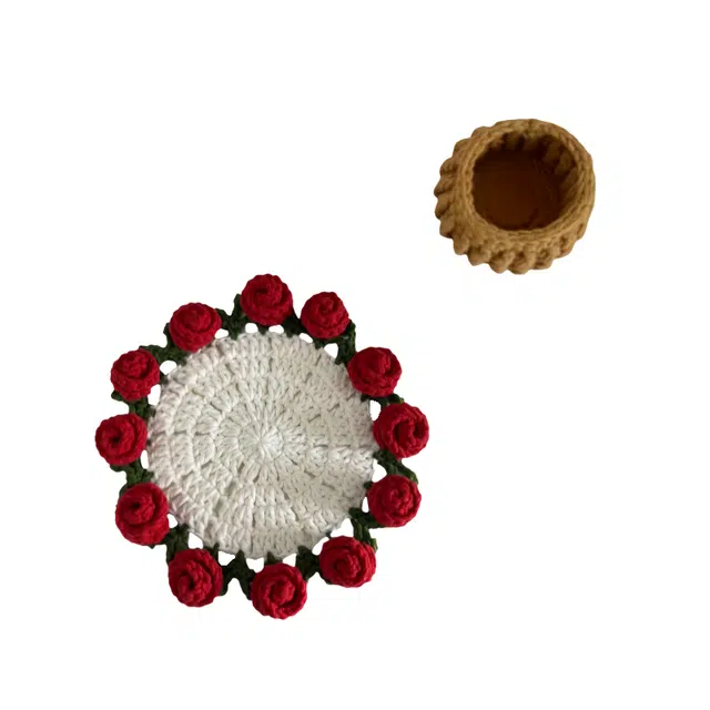 萌舒奇 玫瑰花毯子成品和材料包针织 编织刺绣