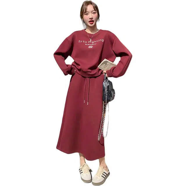 稻草人 舒适宽松时尚休闲上衣裙子秋装针织套装 女款