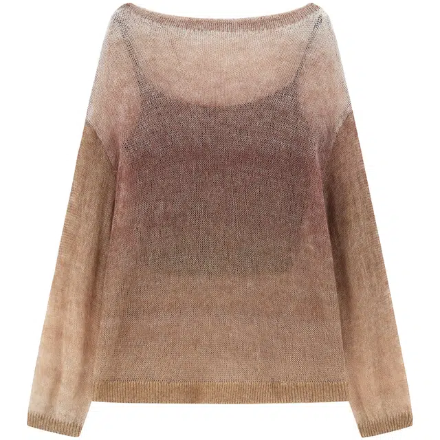 太平鸟 时尚优雅设计感渐变马海毛灯笼袖套衫针织衫 女款