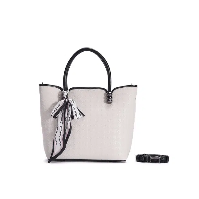 都宝路 质感丝巾气质拼色百搭简约日常通勤 合成革 手提包 大号 女款 多色