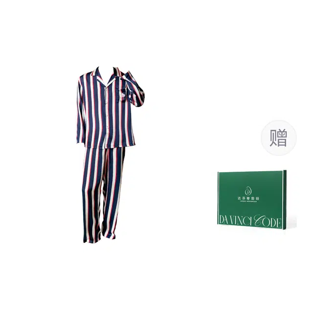 达芬奇密码 条纹简约时尚长袖长裤春秋可外穿百搭舒适柔软睡衣套装家居服 女款