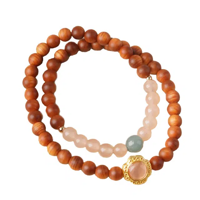 鶄鲤 新中式双圈叠戴串珠#好运 崖柏 手串 男女同款情侣款