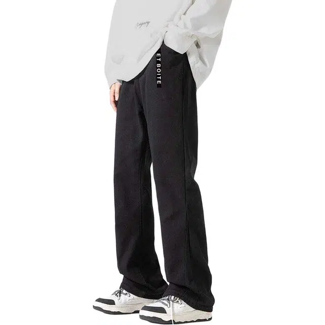 法文箱子 男秋冬美式复古修身直筒百搭长裤潮牌痞帅微喇裤子牛仔裤 男款