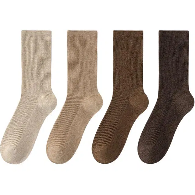 潞优野 抑菌防臭抗起球舒适透气新疆棉百搭堆堆袜修饰腿型四季款中筒袜 女款