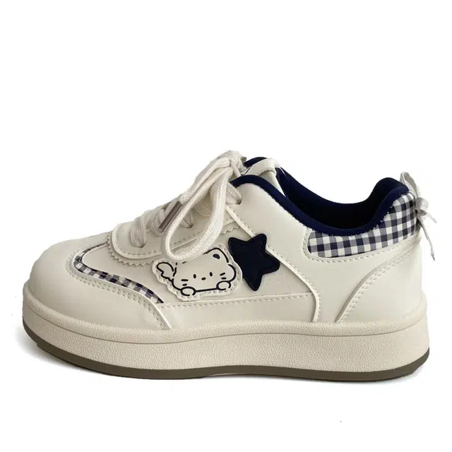 韩系可爱百搭厚底时尚面包 低帮 板鞋 女