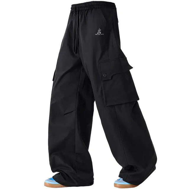 稻草人 美式复古高街潮牌基础简约线条分层设计感大口袋山系户外直筒时尚日常通勤百搭街头嘻哈垂感中腰宽松休闲运动秋季工装裤 男女同款