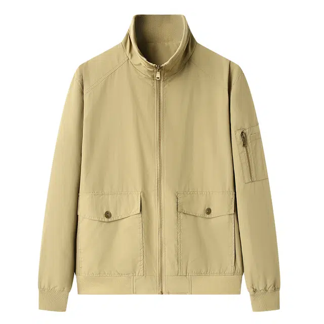 卡丹狄诺 男士纯色基础山系户外宽松飞行工装外套男拉链通勤高街茄克衫男舒适春秋季休闲夹克 男款