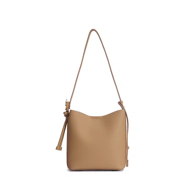 都宝路 极简风日常通勤时尚简约水桶包小众百搭 合成革 单肩包 大号 女款 卡其/黑色/米白