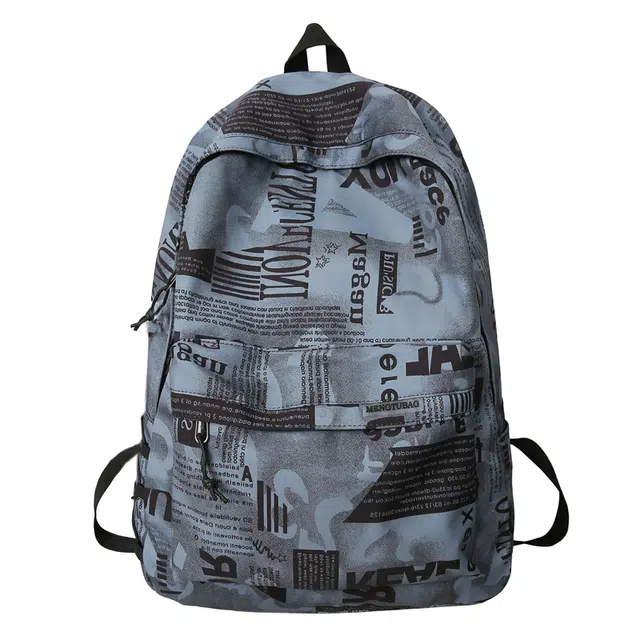 帕克熊 潮流海报个性设计学院风上课大容量耐用 尼龙 双肩包 男女同款情侣款 多色