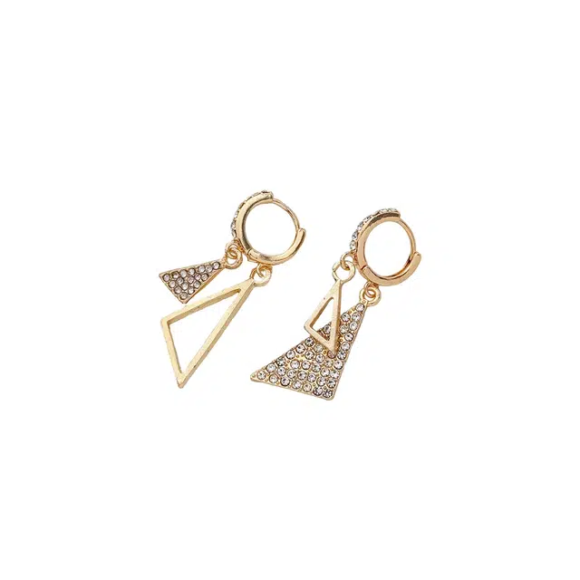 澜耀 不对称几何三角形 闪耀气质百搭耳饰 合金 耳环 女款