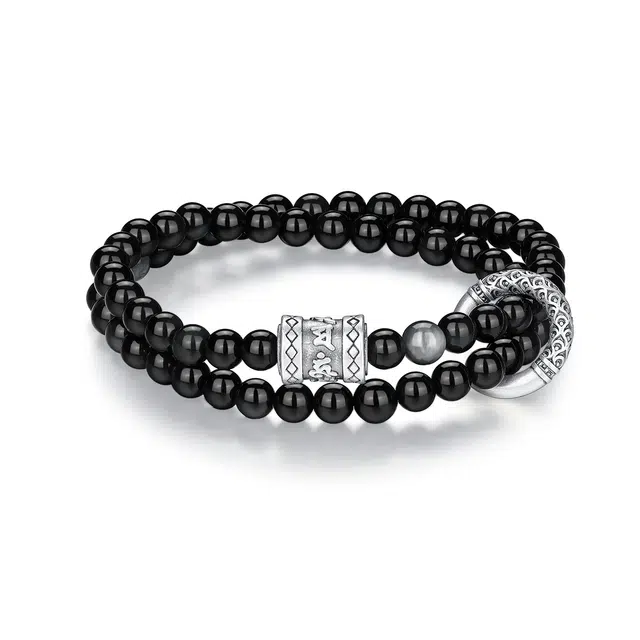 七可 六字真言 霸气六字文玩念珠平安吉祥转运招财纳福 国潮新中式小众高级感设计#好运 黑曜石 手串 男款