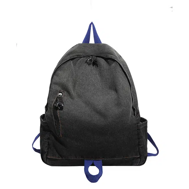 森马 复古渐变时尚 织物 双肩包 常规 男女同款情侣款 黑色/深蓝色