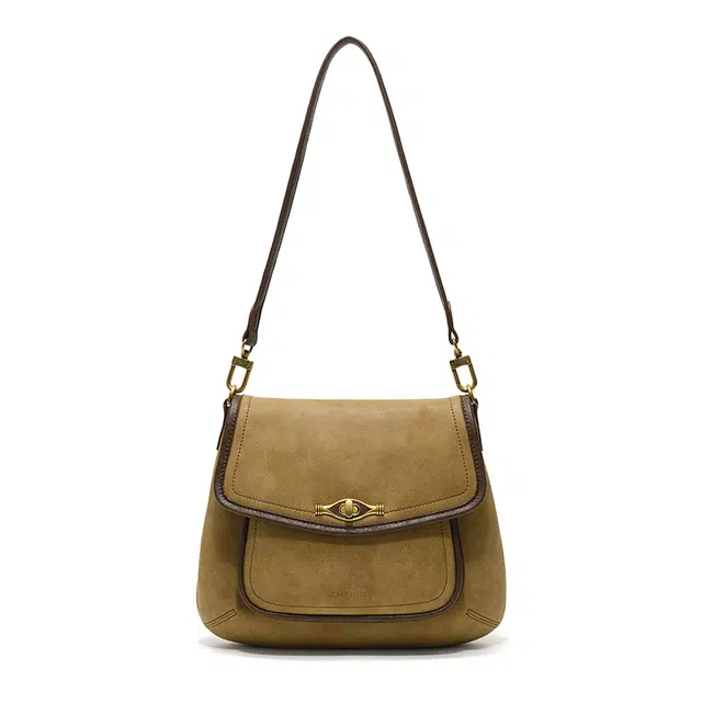 西木汀 稻香 小众设计高级感简约百搭通勤 牛皮 单肩包 小号 女款 柔光杏/骆驼棕