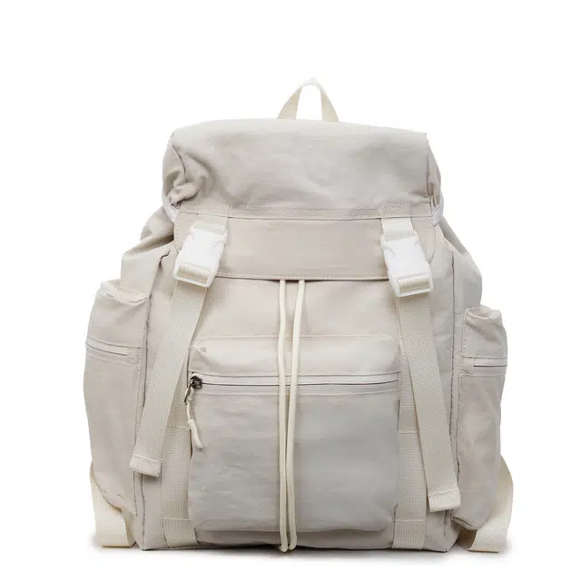 草丛喵喵喵 大容量时尚纯色简约百搭 布 双肩包 常规 女款 多色