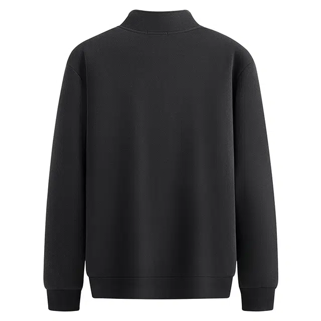 与狼共舞 基础时尚纯色高棉亲肤抗菌舒适防风立领半开襟长袖卫衣 男款