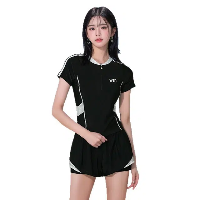 淑好百 显瘦遮肚保守三角比基尼分体泳衣 女款