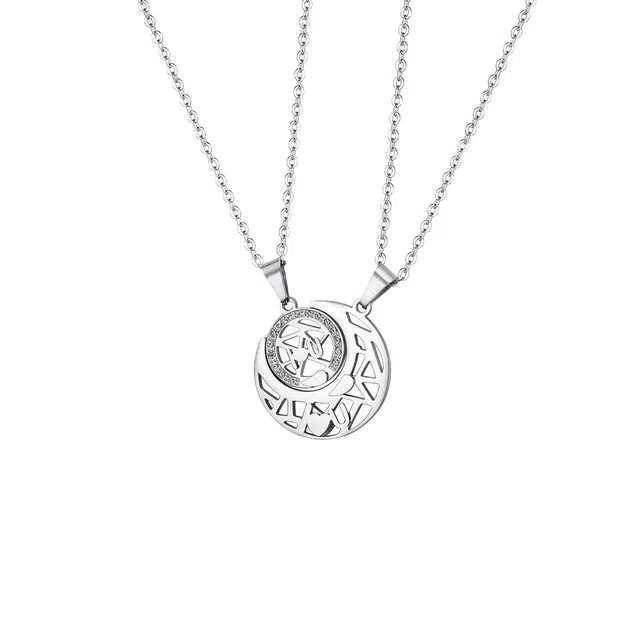 前方大荒野 日月之恋磁吸星月相伴守护精致时尚小众设计浪漫恋爱时髦百搭简约气质 合金 项链 男女同款情侣款