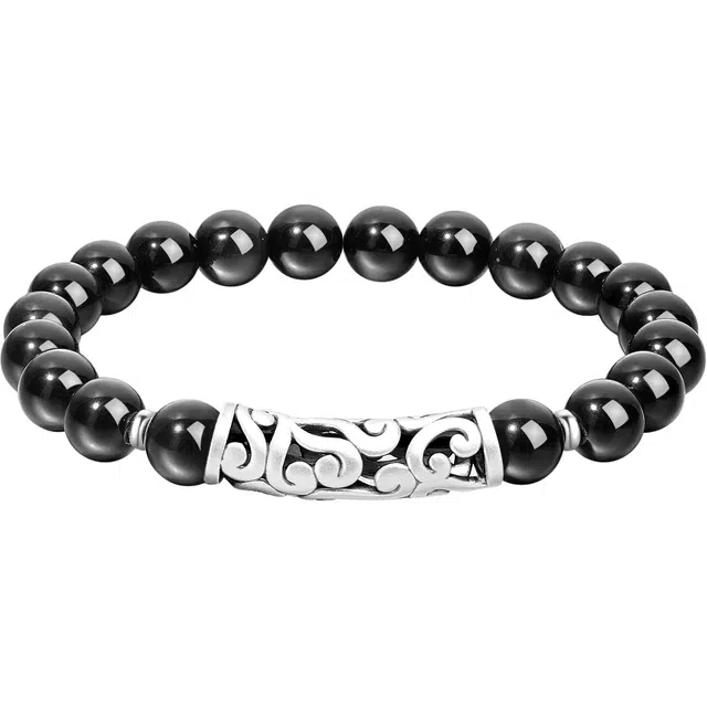 爱骊 国潮祥云 时尚经典国风大方设计 大方气质高级感轻奢百搭精美礼盒 好运天然 黑曜石 手串 男女同款情侣款