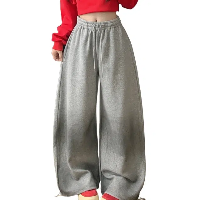 柏黛妃 美式慵懒渐变阔腿抽绳运动复古宽松拖地卫裤休闲裤 女款