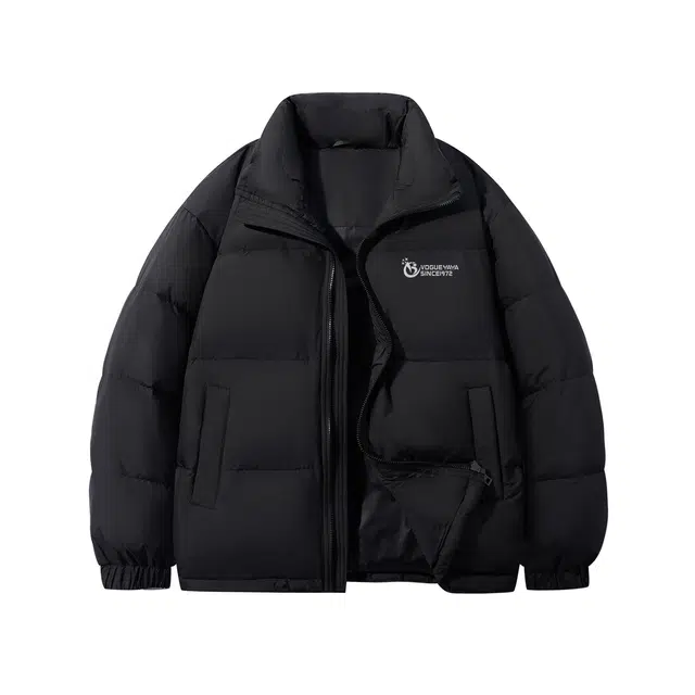 鸭鸭 经典暖冬系列 简约字母印花设计感青少年基础款纯色拉链套头学生党好物宽松休闲百搭防寒保暖显瘦小众立领羽绒服 男女同款