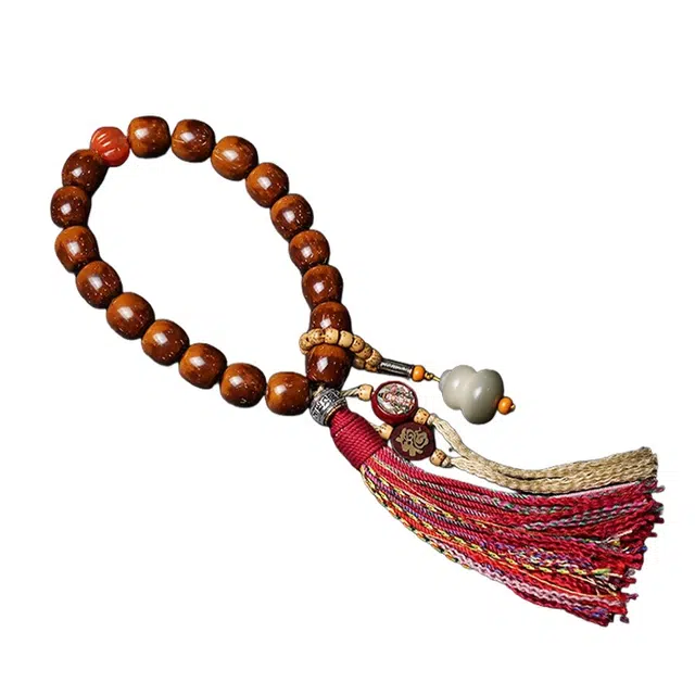 宣华意 【珍藏级】国潮民族风高端复古藏式 文玩配饰本命佛流苏 原籽实心籽 盘玩念珠佛珠手持 平安纳福守护 紫金鼠 手串 男女同款情侣款