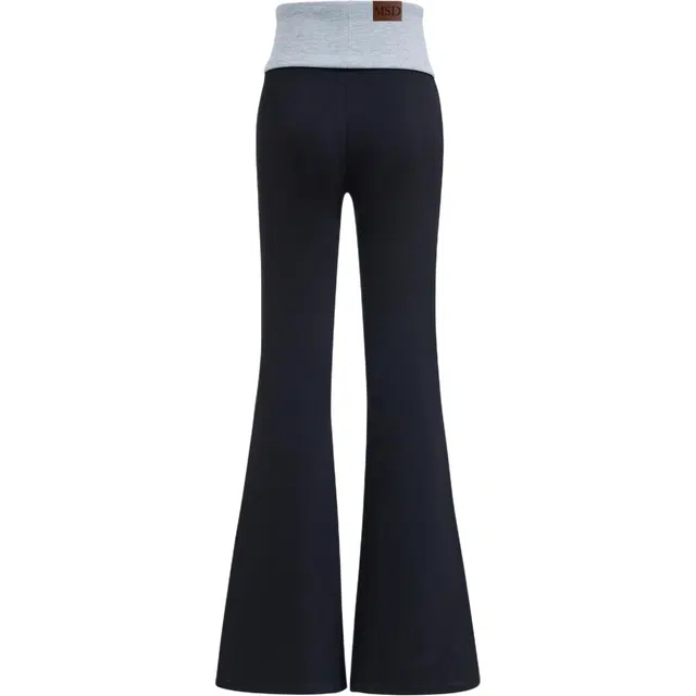 玫丝朵 撞色假两件高腰微喇休闲裤 女款 黑色