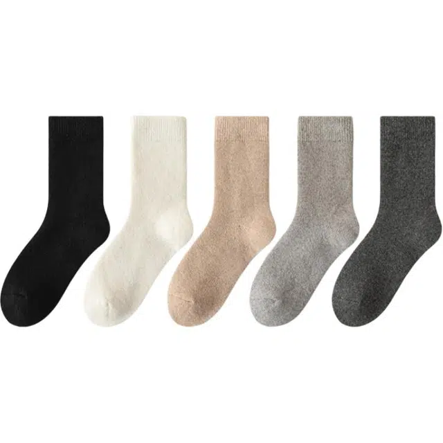 潞优野 抗菌防臭防寒羊毛加绒加厚毛圈保暖棉袜秋冬季中筒袜 男款