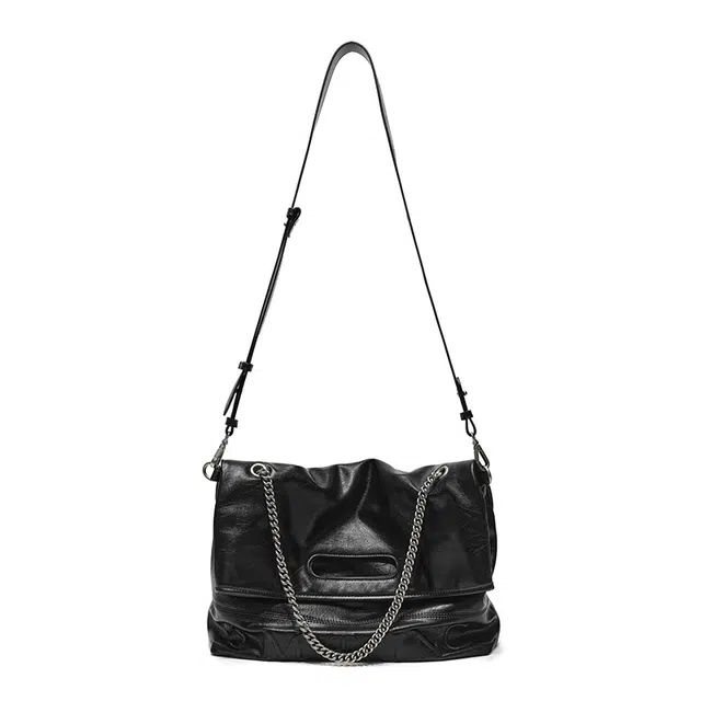 西木汀 流云 小众设计高级感通勤百搭简约时尚链条包 牛革 腋下单肩包 常规 女款 深邃黑/美拉德棕