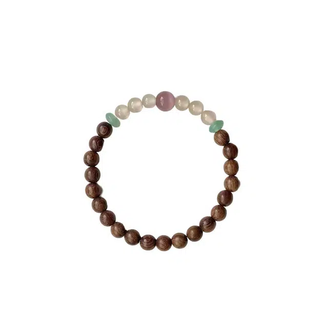 【最上品 高品质】 缇克玺 新中式 国风国潮 猫眼琉璃 复古木纹拼接 简约时尚 冷淡风 手工串珠#好运 檀木 手串 男女同款情侣款