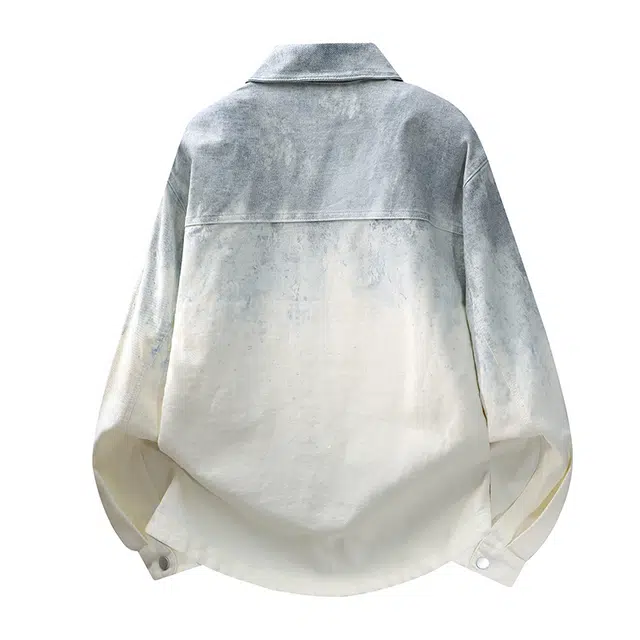 半空山 渐变扎染泼墨设计学院风潮流高品质可拆卸品牌纪念徽章宽松百搭夹克外套 男女同款