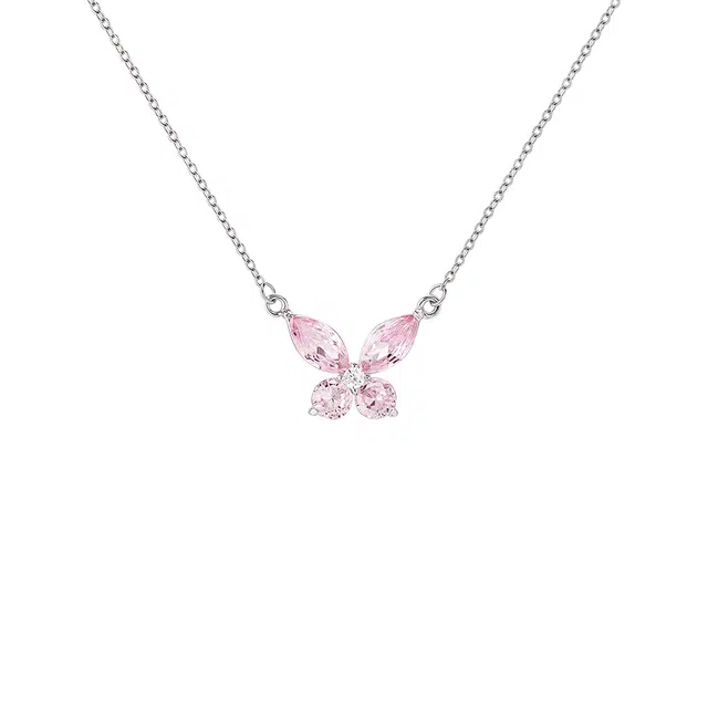 前方大荒野 甜粉蝴蝶锁骨链璀璨闪亮温柔甜美浪漫迷人精致时尚小众设计轻奢高级感独特日常百搭#好运 钛钢 项链 女款